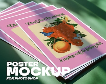 Poster Print Stack Mockup, Modern Photoshop Template, Single Digital Download (DIN A Portrait) for Wall Art, Artists, Creatives