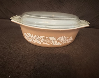 Vintage Pyrex “Spices”   043 1.5 Quart Casserole Dish with Lid - promotional piece.