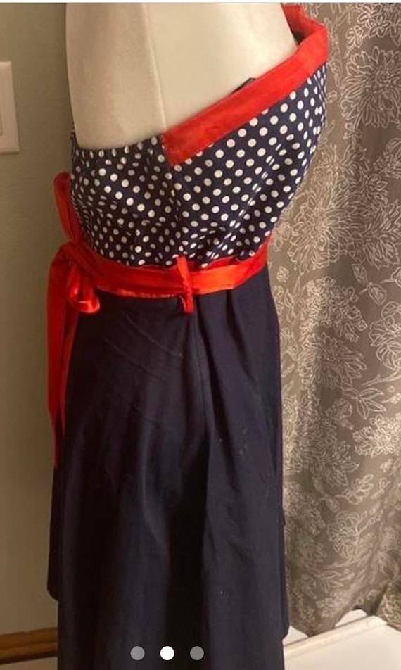 1950s inspired navy/white polka dot dress