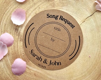 Wedding Song Request Card - Wedding Favours - Custom Favors - DJ Request Cards - Vinyl Record Card - Kraft Ivory White Card - Invite Insert