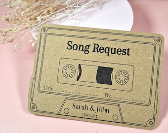 Wedding Song Request Card - Wedding Favours - Custom Favors - DJ Request Cards - Cassette Tape Card - Kraft Ivory White Card - Invite Insert