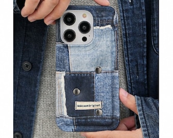 Handmade Cowboy Patchwork Traditional Fabric,Personalized denim print original phone case