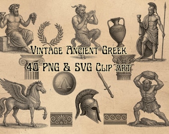 Altgriechisch Clip Art: Vintage Mythologie PNG und SVG-Bilder (Digital Download, Kommerzielle Nutzung)
