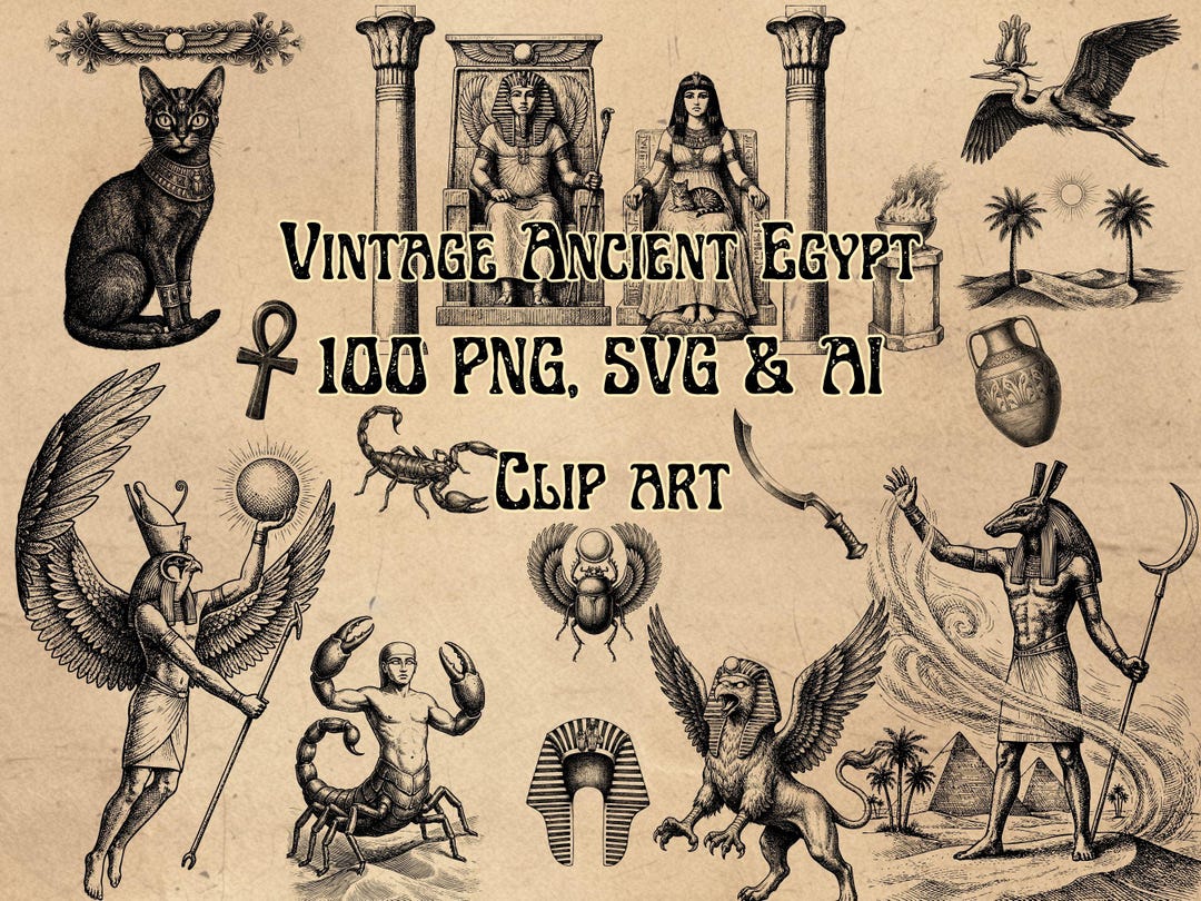 Vintage Ancient Egypt Clip Art: 100 PNG & SVG Images (digital Download ...