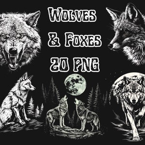 20 Wolves & Foxes PNG Clipart, Commercial Use (Digital Download) image 1