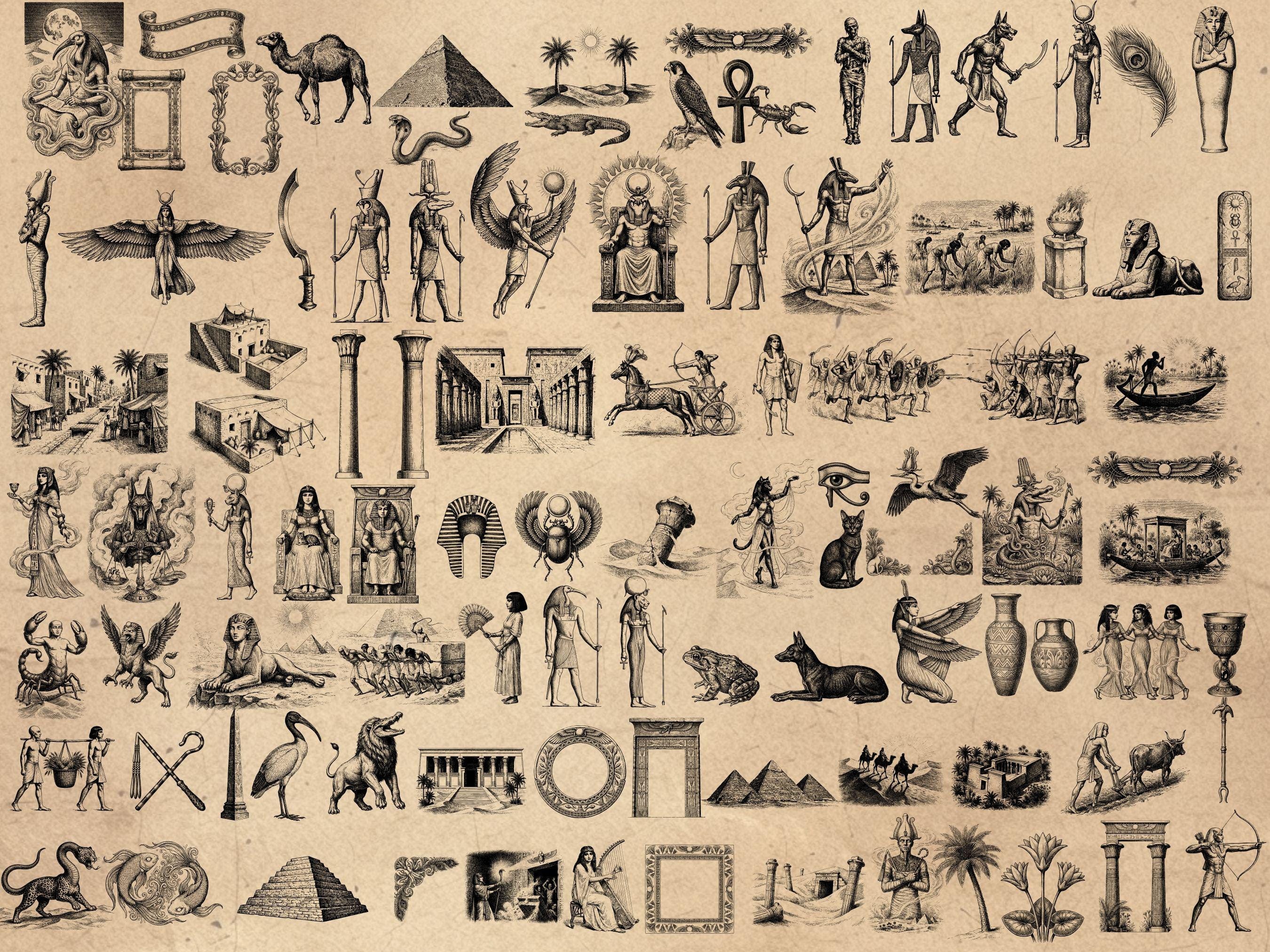 Vintage Ancient Egypt Clip Art: 100 PNG & SVG Images (digital Download ...