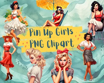Pin-up Girls, retro, png, Junk Journal, Paper Craft, Clipart, Scrapbooking bundle, commercial use, printable