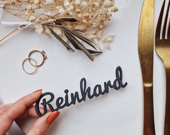Place cards, lettering, guest gift, place cards made of MDF, name plate for weddings, baptisms, birthdays, communions, confirmations,