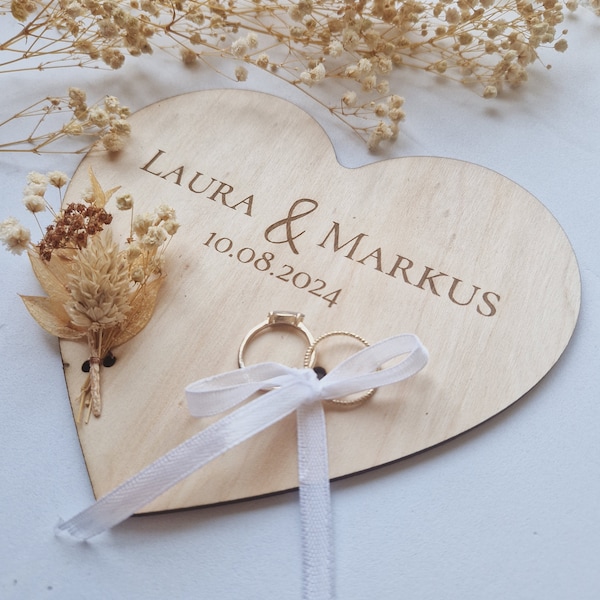 Personalisierter Ringhalter, Hochzeitsgeschenk, Ringteller aus Holz, Ringkissen, Weddinggift, Geldgeschenke