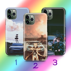 Funda de teléfono Anime JDM 9 para Apple iPhone 11, 12, 13, 14, 15, 16 Pro Plus, MiNI MAX, inspirada en modelos de coches deportivos rápidos japoneses, dibujos animados para niñas y niños.