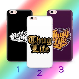 Thug Life 9 Phone Case Cover For Apple iPhone 5 SE 2020 2022 6 7 8 X Xs XR MaX PLuS Models Iconic Slang Text Tattoo Tattoos Gangsta Gangster