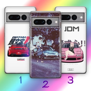 Coque de téléphone Anime JDM 2 pour Google Pixel 6 6A 7 7A 8 8A 9 9A Pro XL modèles inspirés des voitures de sport rapides japonaises dessin animé fille garçon