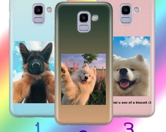Funda para teléfono con diseño de perro estético para Samsung Galaxy A3 A5 A6 A7 A8 J3 J5 J6 J7. Lindo perro, perrito, cachorro, huella de perro peludo.