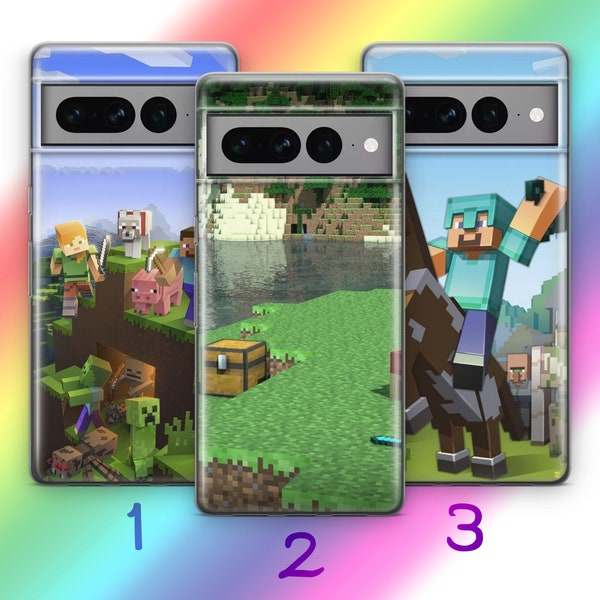 Minecraft 3 Phone Case Cover For Google Pixel 7 7A 7 Pro 8 Pro Models Inspired By Block Build Craft Video Game Multiplayer