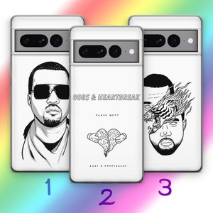 Custodia per telefono Kanye Ye West 9 per Google Pixel 6 6A 7 7A 8 8A 9 9A Pro XL Modelli Cartoon ispirato al cantante rap Rapper Hip Hop Star Mtv