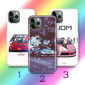 Anime JDM 2 Phone Case Cover For Apple iPhone 11 12 13 14 15 16 PRO PLuS MiNI MAX Models Inspired Japanese Fast Sports Cars Cartoon Girl Boy