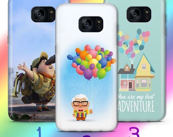 Etui na telefon Up 2 do modeli Samsung Galaxy S5 S6 S7 S8 S9 Edge Plus LTE NEO z motywem Disneya z balonami i domami Carl Russell