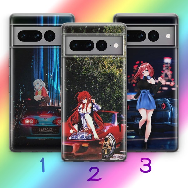 Anime JDM 6 Phone Case Cover For Google Pixel 7 7A 7 Pro 8 Pro Models Inspired By Japanese Fast Sports Cars Cartoon Girl Boy