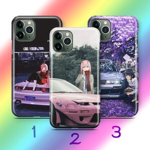 Funda de teléfono Anime JDM 1 para Apple iPhone 11, 12, 13, 14, 15, 16 Pro Plus, MiNI MAX, inspirada en modelos de coches deportivos rápidos japoneses, dibujos animados para niñas y niños.
