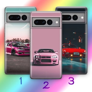 JDM 4 Phone Case For Google Pixel 6 6A 7 7A 8 8A 9 9A Pro XL Models Fast Drift Race Muscle Sports Cars Street Race Supercars