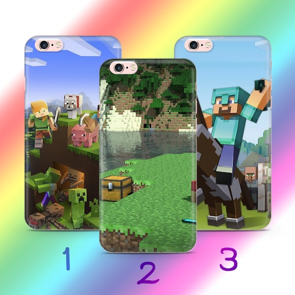 Minecraft 3 Phone Case Cover For Apple iPhone 5 SE 2020 2022 6 7 8 X Xs XR MaX PLuS Models Inspired Block Build Craft Video Game Multiplayer