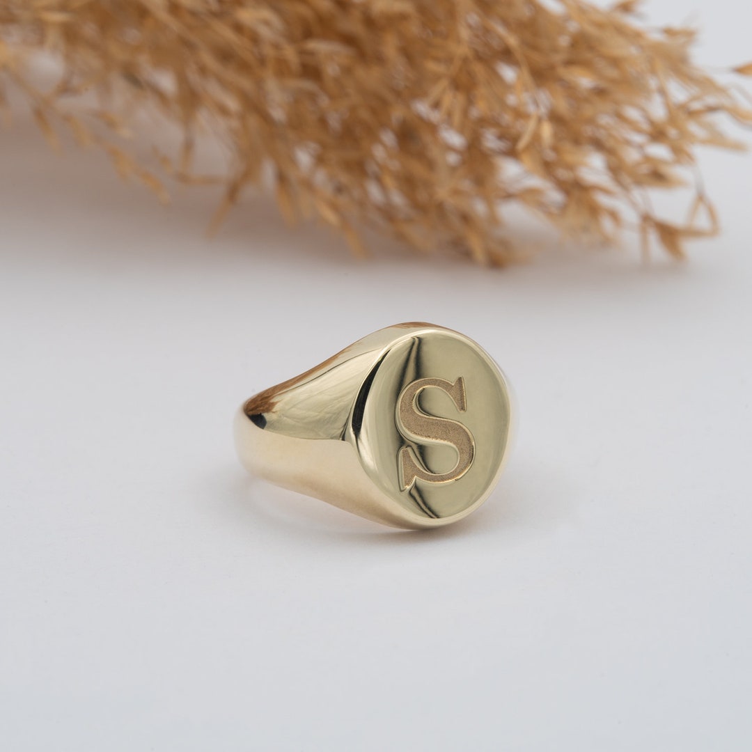 Signet Ring - Custom Initial Ring - Initial Ring - Personalized Signet ...