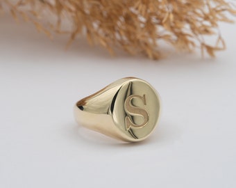 Signet Ring - Custom Initial Ring - Initial Ring - Personalized Signet Ring - 14k Gold Signet Ring - Gold Stacking Ring - Christmas Gift