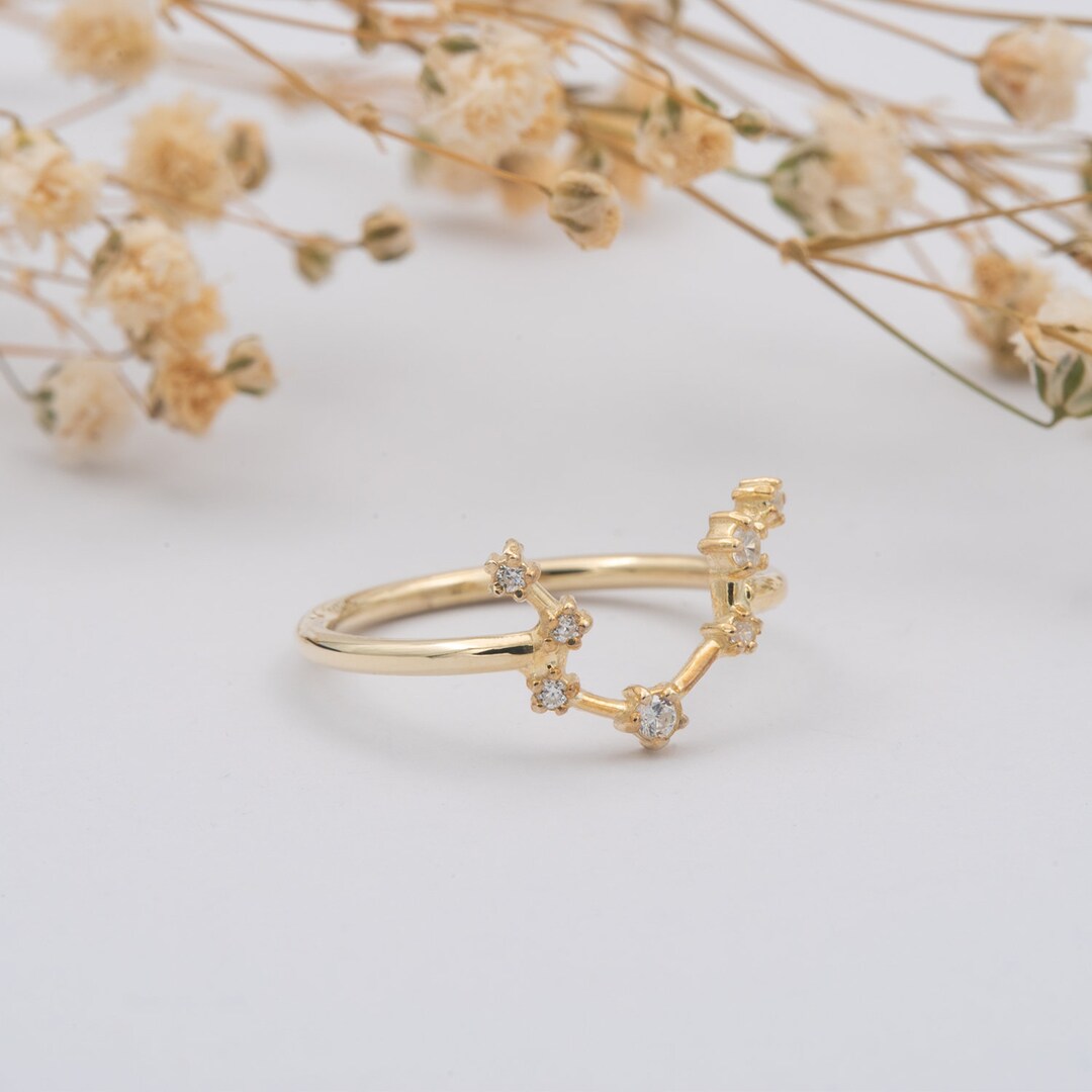 Zodiac Constellation Ring, Cubic Zirconia Dainty Personalized Rings for ...
