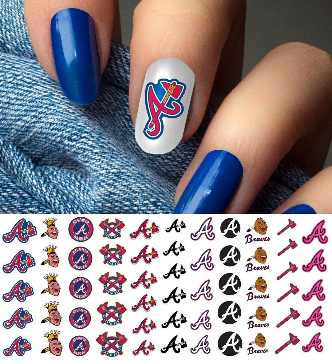 Atlanta Braves Baseball Nail Art Decals Salon Quality Etsy
