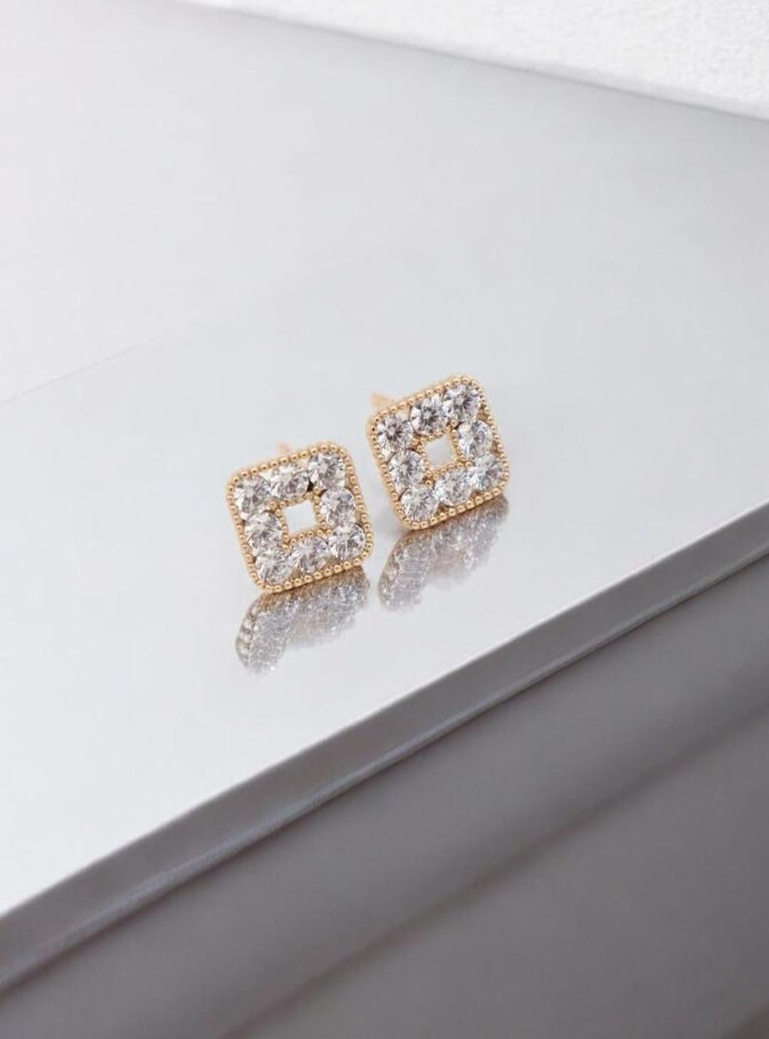Vip Earring VIP Stainless Steel Square Zircon Stone Earrings Elegant & Sparkling ...