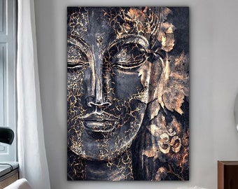 Gold Buddha Canvas Art, Asian Wall Art, Buddha Wall Art, Meditation Canvas Art, Buddha Poster, Buddhist Print, Meditation Wall Art, Buddha