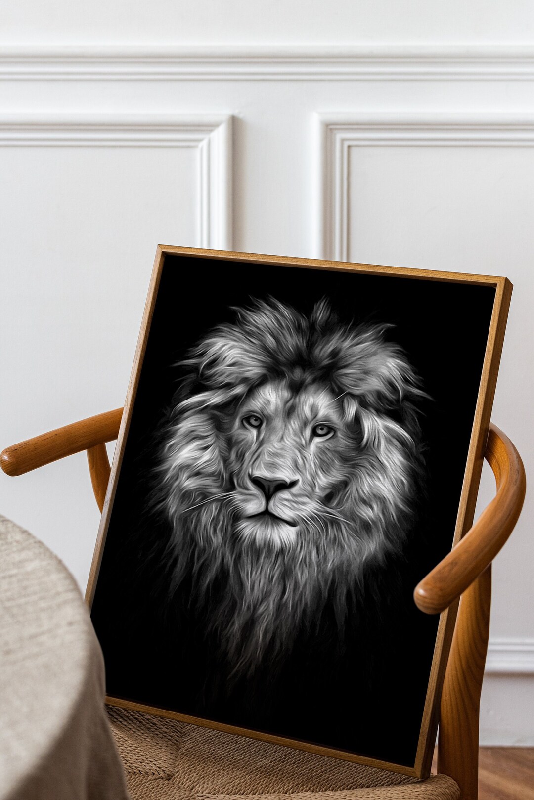 Effect Black and White Lion, Animal Canvas, Wall Art Canvas, Canvas