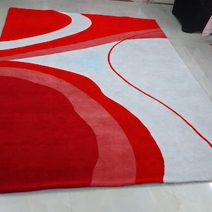 Red White rug Modern Gift Rugs 100% woolen Area rug for Bed Guest Living Room Kids Room All Sizes custome personalized Gift