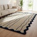 Hand-tufted Wool Area Rug: Modern Camel & Black Wave Pattern - Etsy