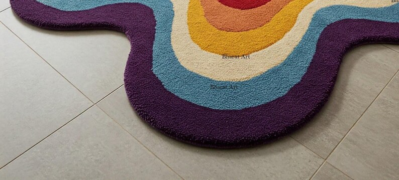 Irregular Shape Multi 6x6 8x8 Hand Tufted Striking Fusion Rug for Bed ...