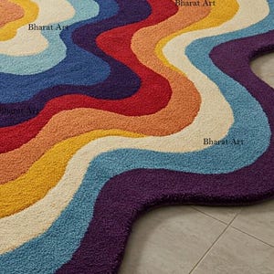 Irregular Shape Multi 6x6 8x8 Hand Tufted Striking Fusion Rug for Bed ...