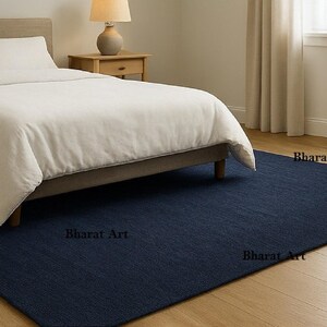Hand Tufted Blue Solid Color Carpet, 100% Woolenl Area Rug for Living Room Bedroom Dining Hall ,Office - Available in All Sizes, Custom Rug
