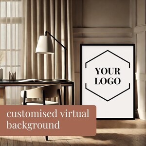 Background with logo | Customizable | Personalized virtual background | Virtual background | Zoom | Microsoft Teams | Google Meet