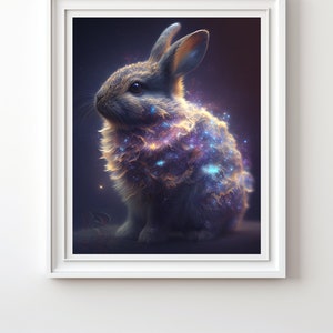 Galaxy Bunny, Nebulae, Cute Rabbit, Digital Art Print, AI, AI Art, Digital Download, Home Decor, Space