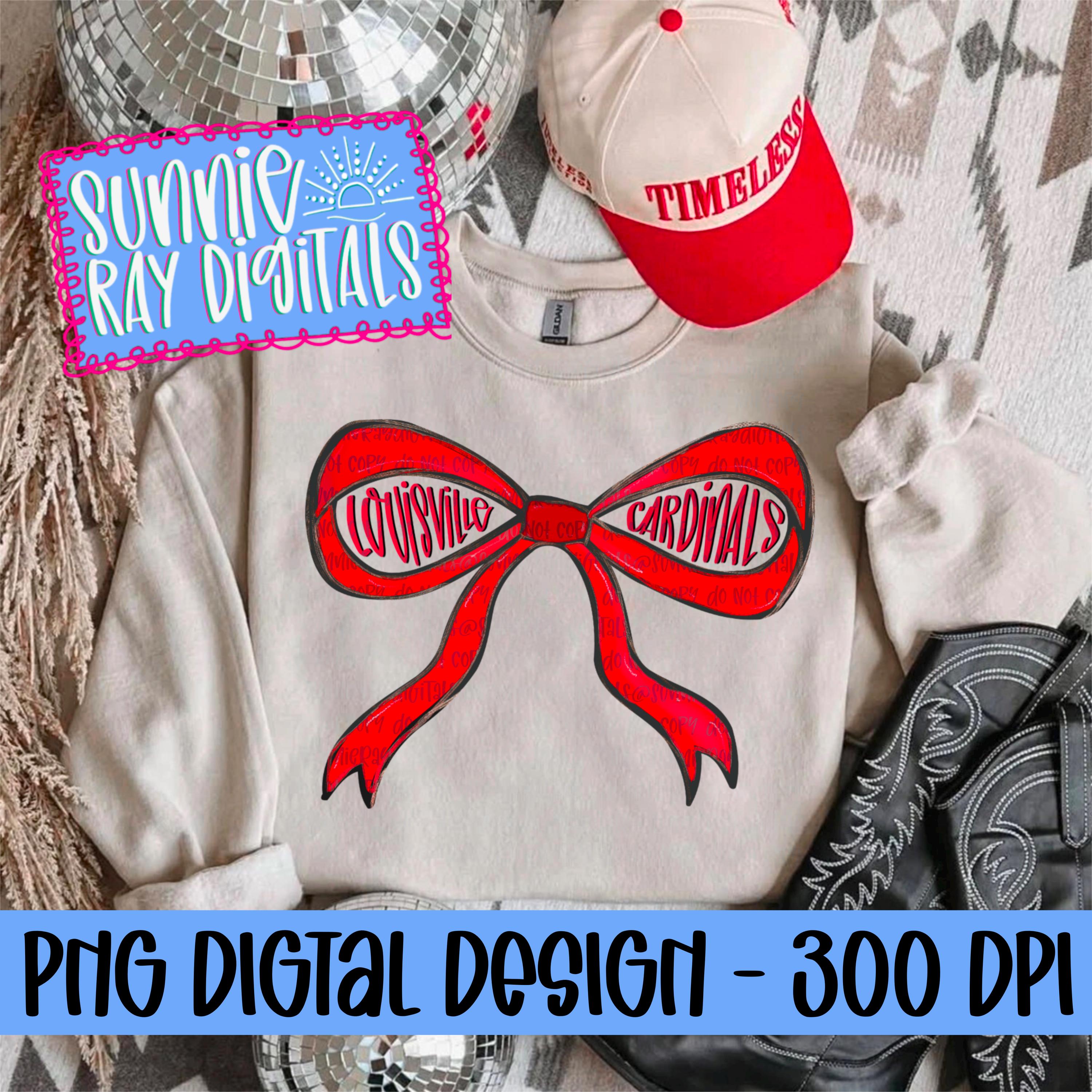 Louisville Cardinals Bow PNG | Hand-Drawn Sports Fan Design for Sublimation & DTF