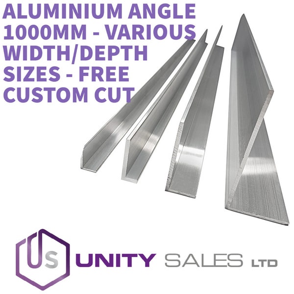 Aluminium Angle 1000mm in Length - Various Width / Depth Sizes - Free Custom Cut