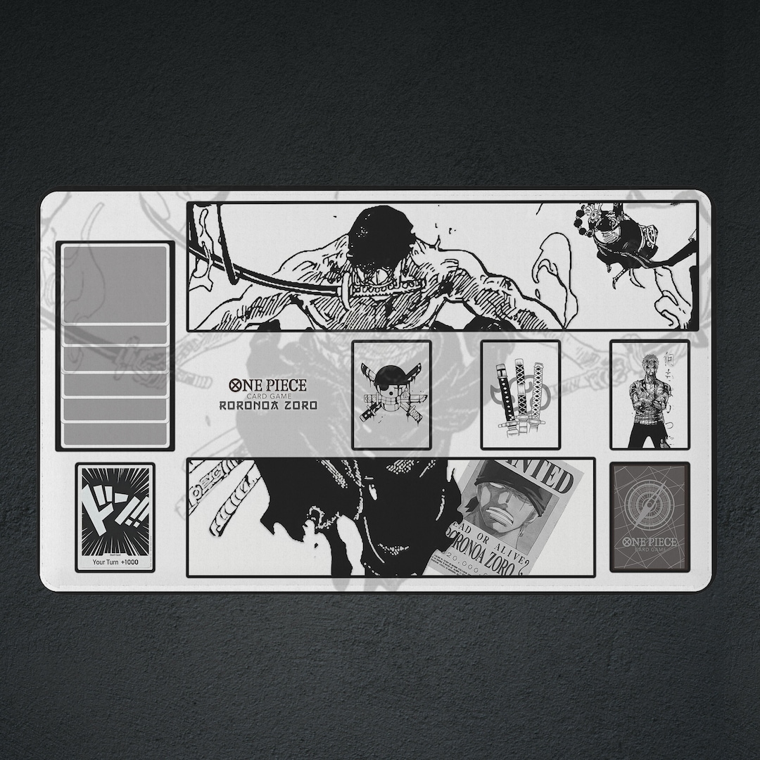 One Piece Playmat Zoro Tcg White Playmat Etsy