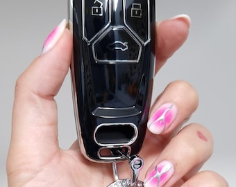Leather Remote Key Cover For Audi A4 A5 A6 S4 S5 Q5 Q7 TT A7 A8 S8 RS RS4 R8 B9 3 Button Fob Case 12