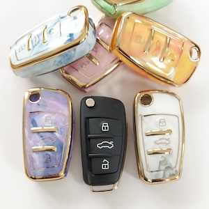 For AUDI Key Cover A1 A3 S3 A4 S4 A5 S5 A6 S6 TT Q5 Q7 R8 Case Remote Flip Key Fob 3 Button Marble Effect 3