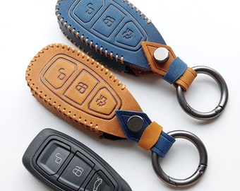 Leather Key Cover For FORD Mondeo Fiesta Focus Titanium Galaxy Kuga Cmax Smax Bmax Keyless Entry Remote Case 3