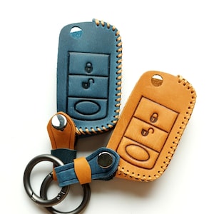 Leather Key Cover For LAND ROVER Discovery 3 Range Rover Sport 3 Button Flip Fob Remote Fob 2