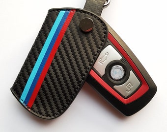 Leather Cover for BMW 1 2 3 5 7 SERIES X1 X3 KEY Fob Case Remote Cover Holder Carbon Print B
