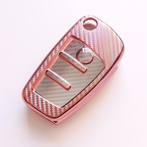 Für Audi A1 A3 S3 A4 S4 A5 S5 A6 S6 TT Q5 Q7 R8 Fall Fernbedienung Klappschlüssel Fob 3 Taste Carbon Effect 3 Rosa