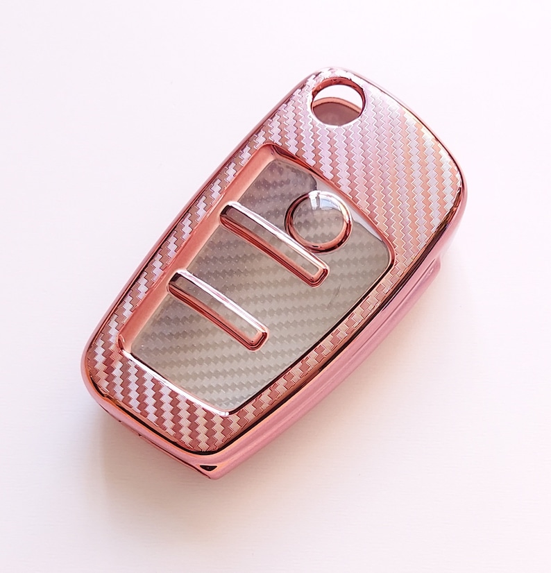 Für Audi A1 A3 S3 A4 S4 A5 S5 A6 S6 TT Q5 Q7 R8 Fall Fernbedienung Klappschlüssel Fob 3 Taste Carbon Effect 3 Rosa