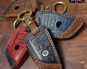 Genuine Leather Key Cover For BMW 1 2 5 7 M Series X1 X3 X5 X6 Remote Fob holder 4 Button Keyless Entry 19
